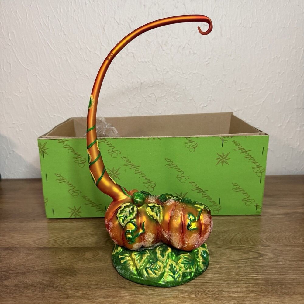 RARE Vintage Christopher Radko "Harvest Bounty" Glass Pumpkins Ornament Stand
